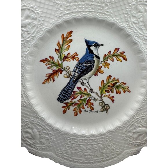 Blue Jay Royal Cauldon Bristol Ironstone Plate By Henry A Pausch 8" Decorative V - Picture 6 of 7
